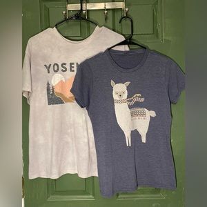 two graphic t-shirts